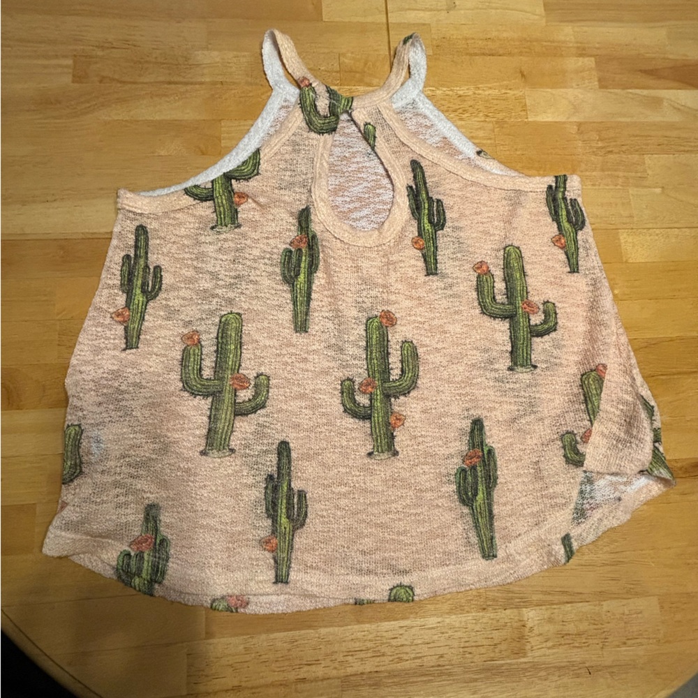 Boho Cactus Burnout Tank Top Western Coastaal Cowgirl Desert Aesthetic Flowy M - Picture 3 of 10